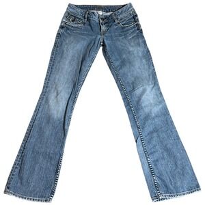 Silver Jeans Cindy Women's 28x31 Blue Bootcut Flare Low Rise Y2K Flap Pockets‎